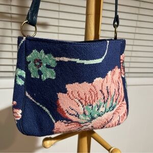 Elizabeth Turner Unique Handmade Cross-Stitched
Needlepoint blue floral bag